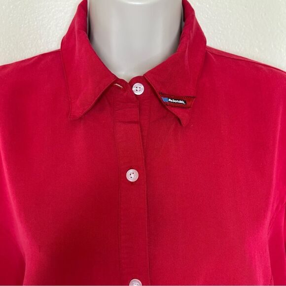 Vintage Crest McDonalds Uniform Shirt Womens Short Sleeve Red Button Down Medium - Picture 3 of 15